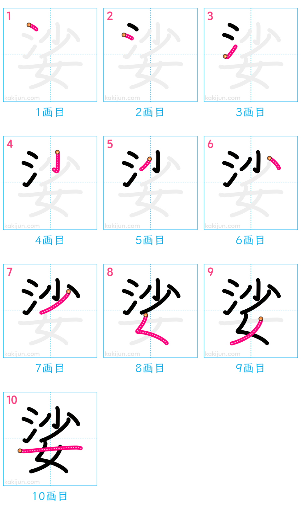 「娑」の書き順（画数）