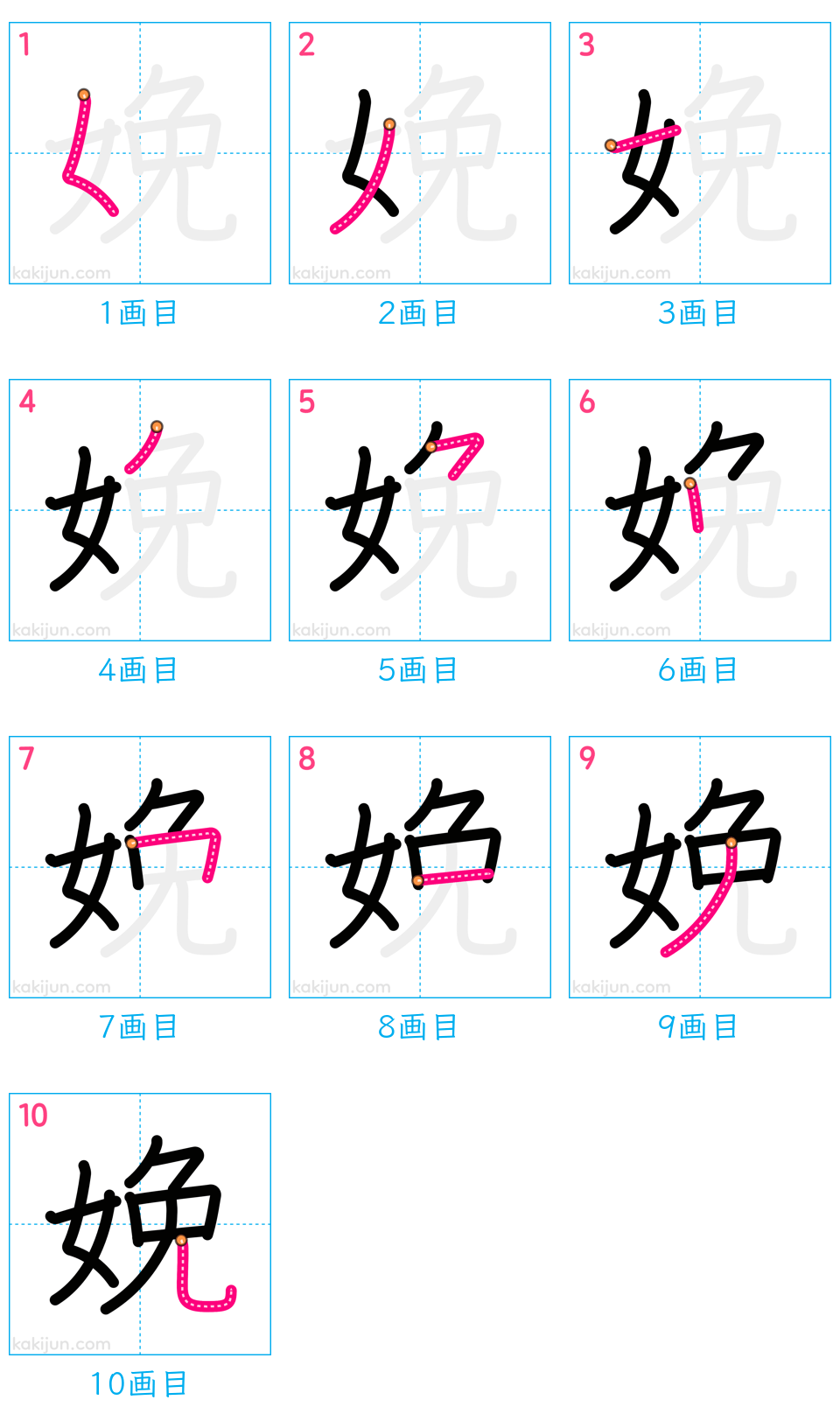 「娩」の書き順（画数）