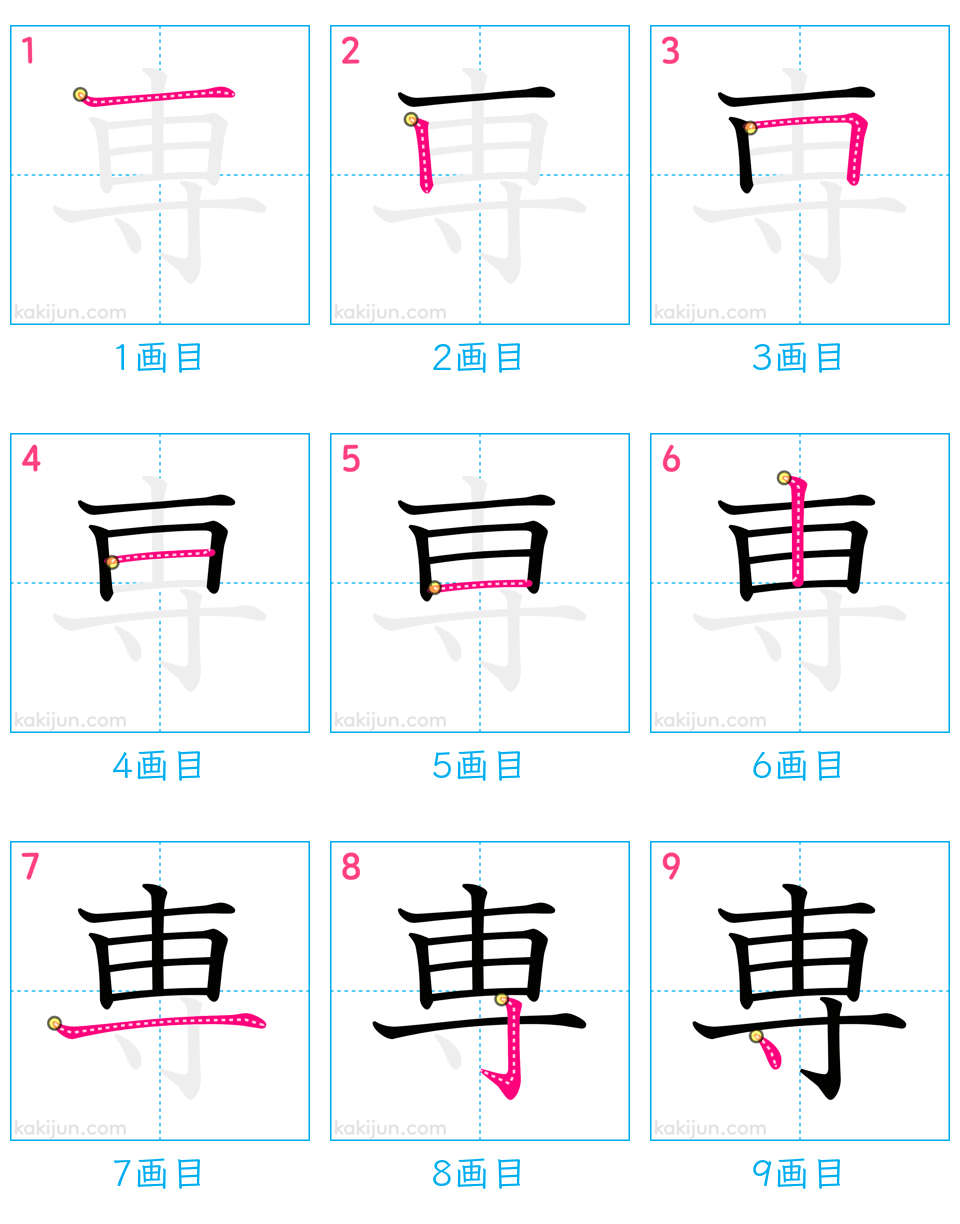 「専」の書き順（画数）