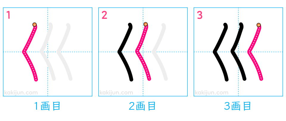 「巛」の書き順（画数）