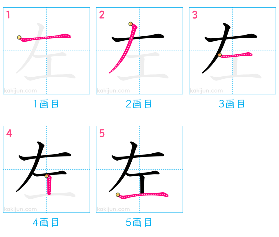 「左」の書き順（画数）