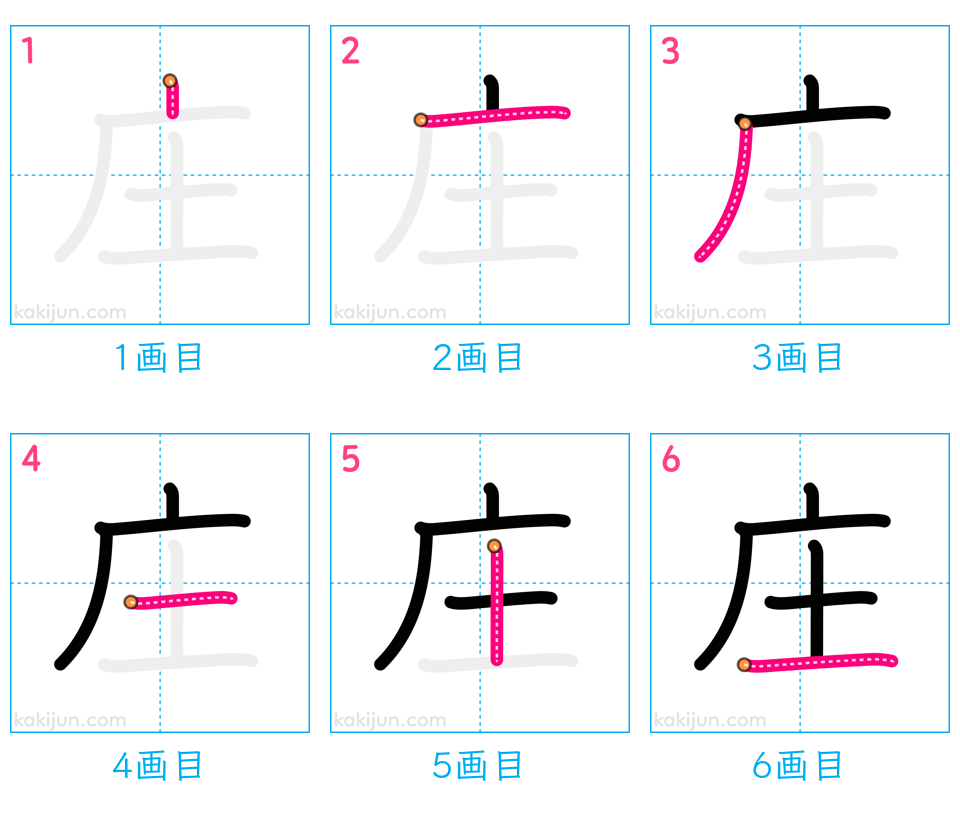 「庄」の書き順（画数）