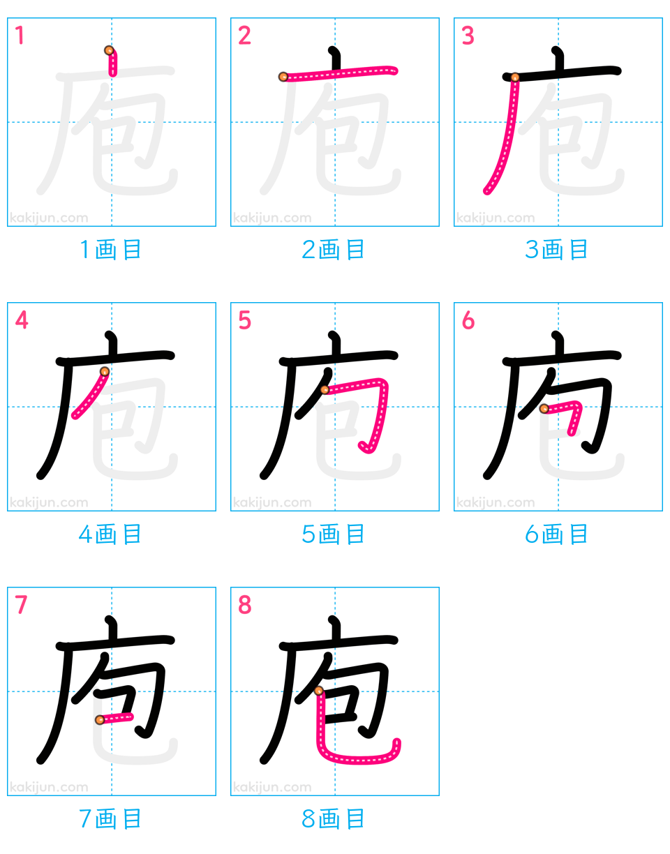 「庖」の書き順（画数）