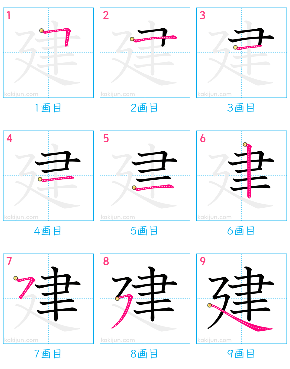 「建」の書き順（画数）