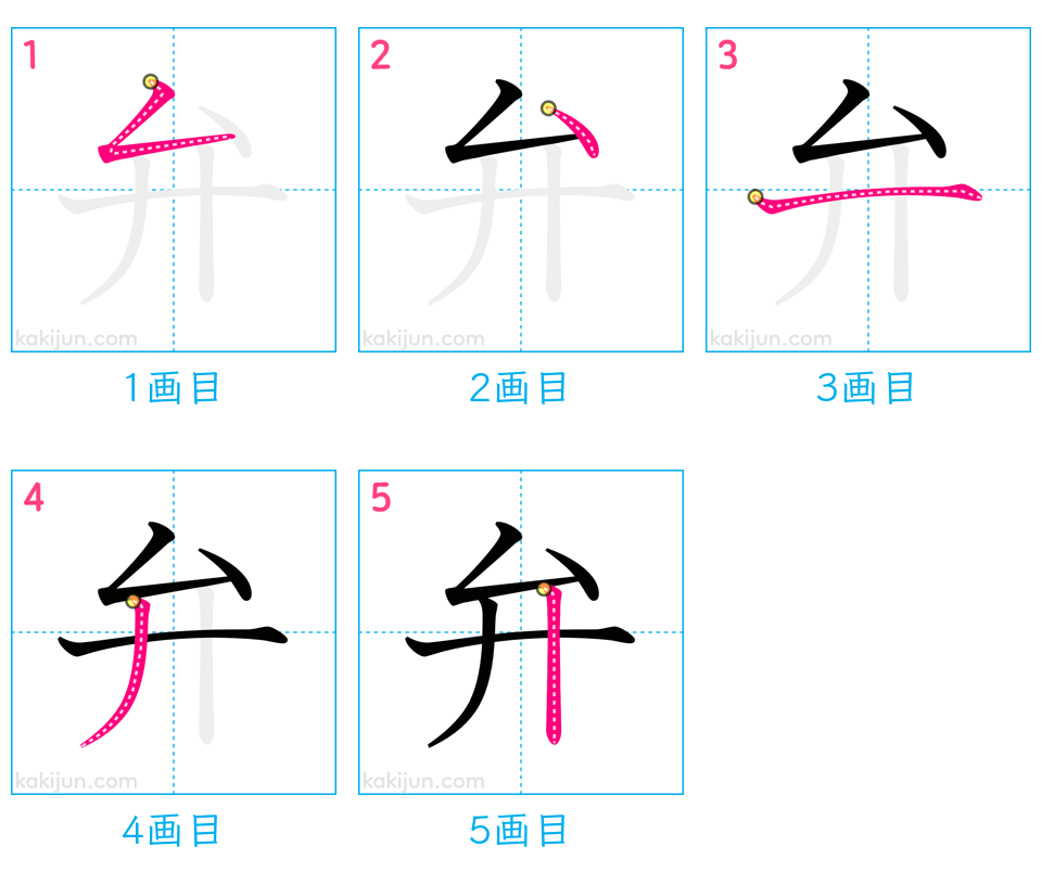 「弁」の書き順（画数）