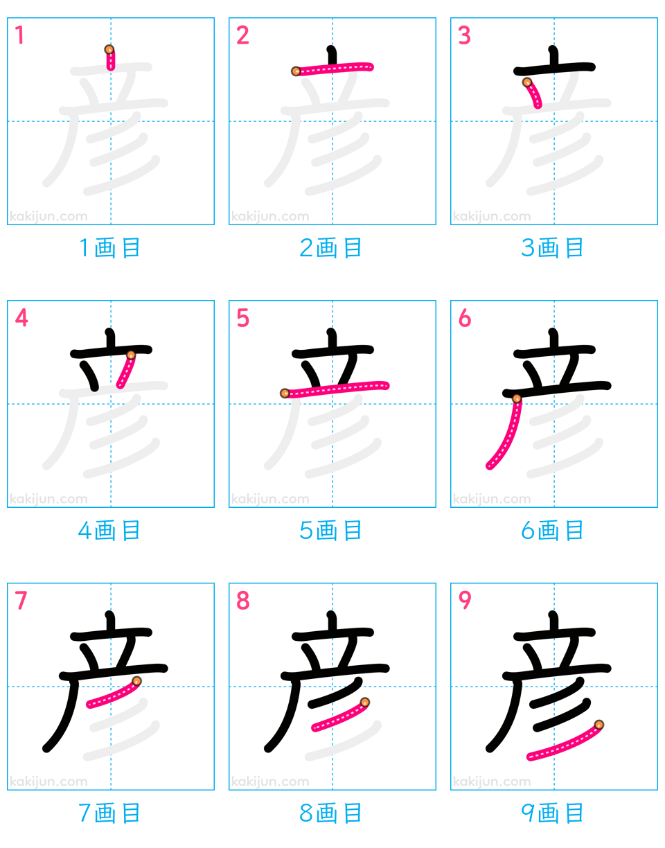 「彦」の書き順（画数）