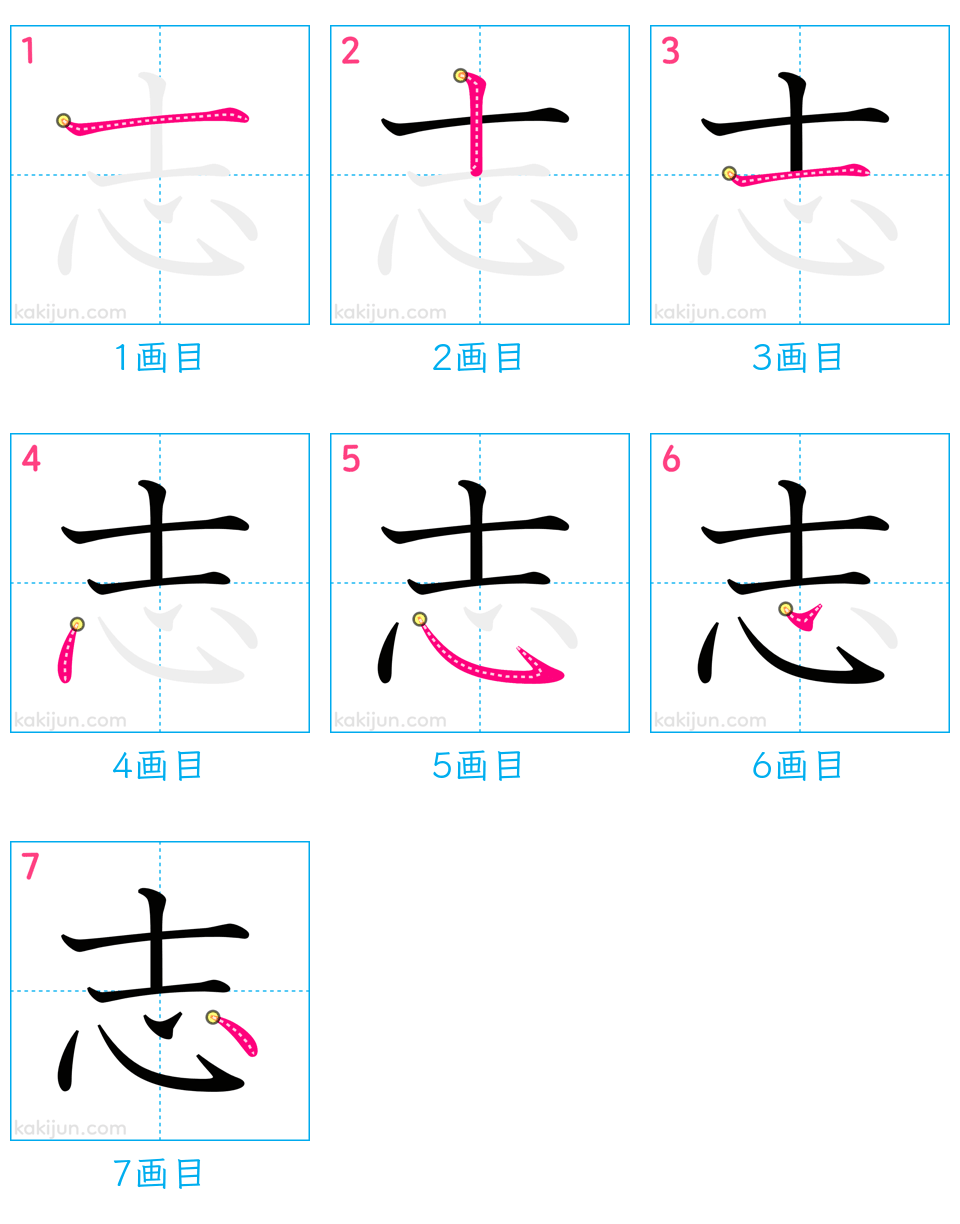 「志」の書き順（画数）