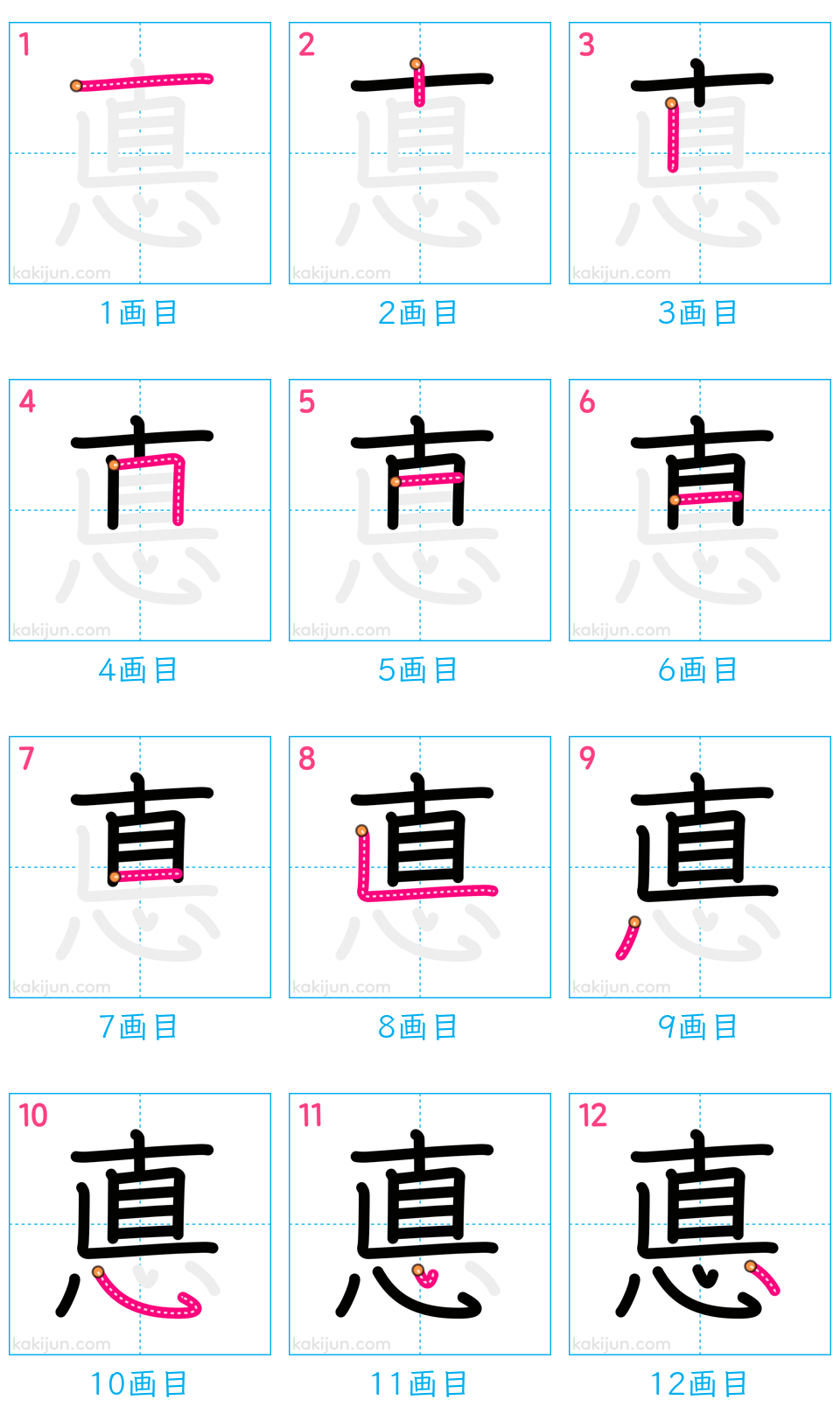 「悳」の書き順（画数）