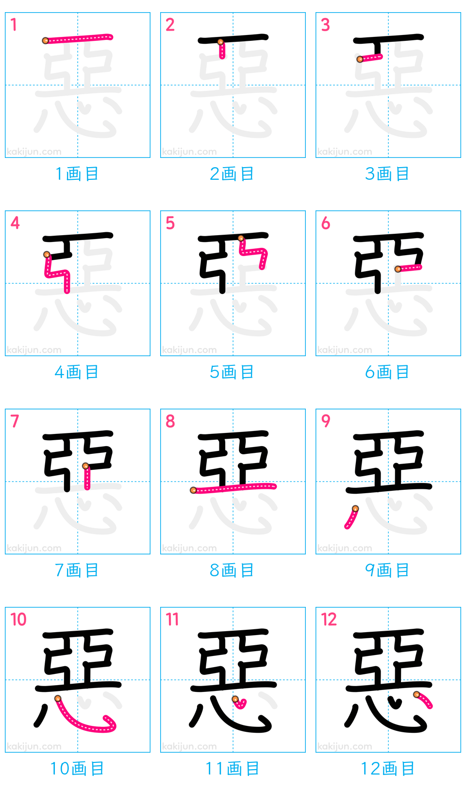 「惡」の書き順（画数）