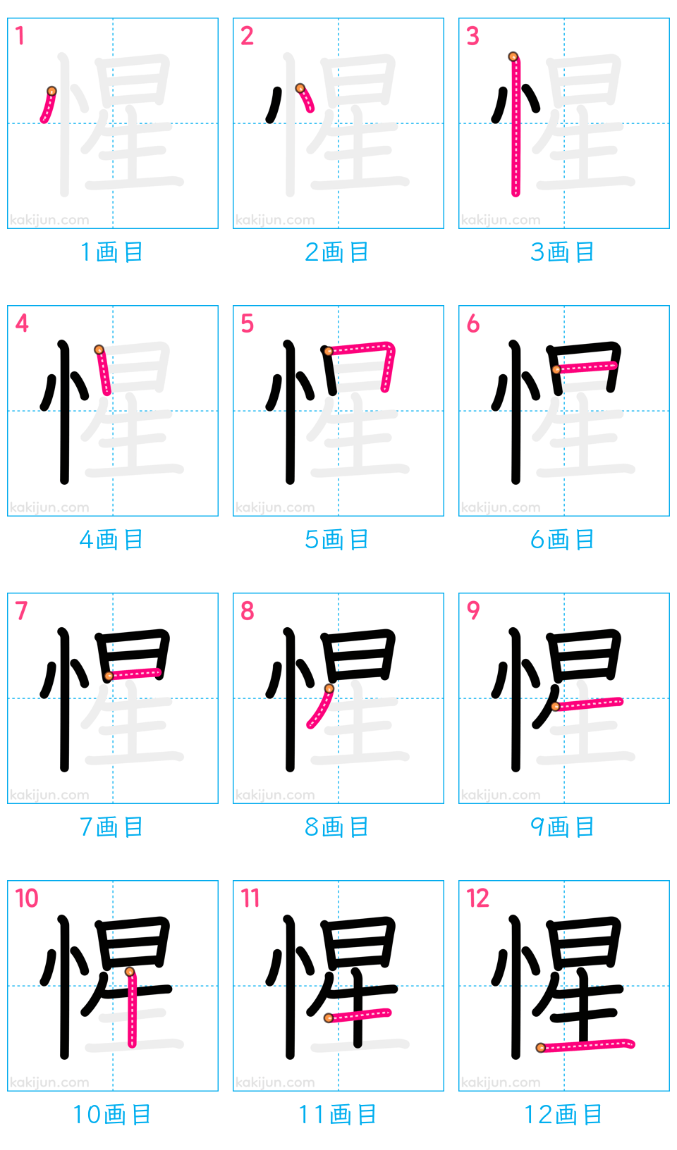 「惺」の書き順（画数）