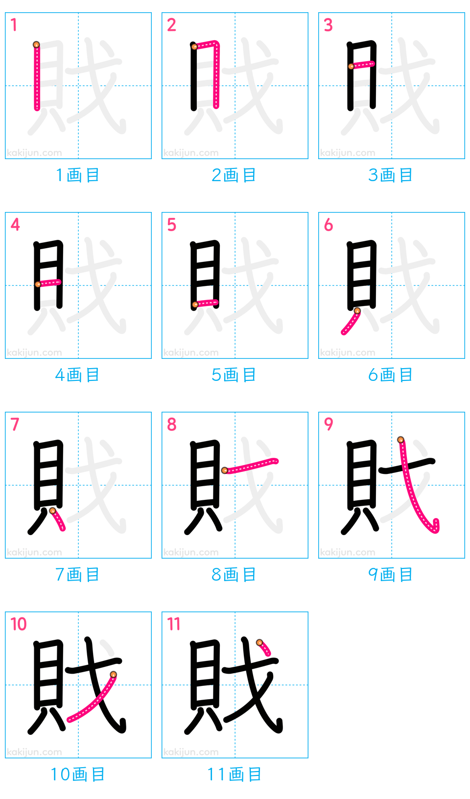 「戝」の書き順（画数）