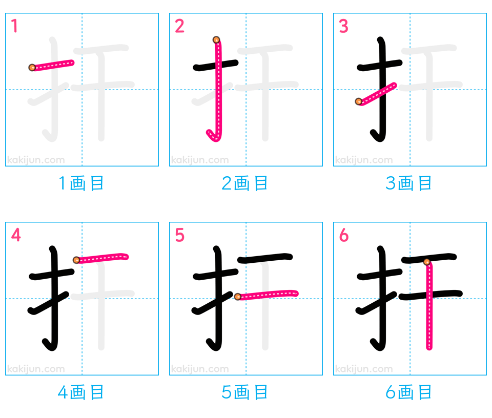 「扞」の書き順（画数）