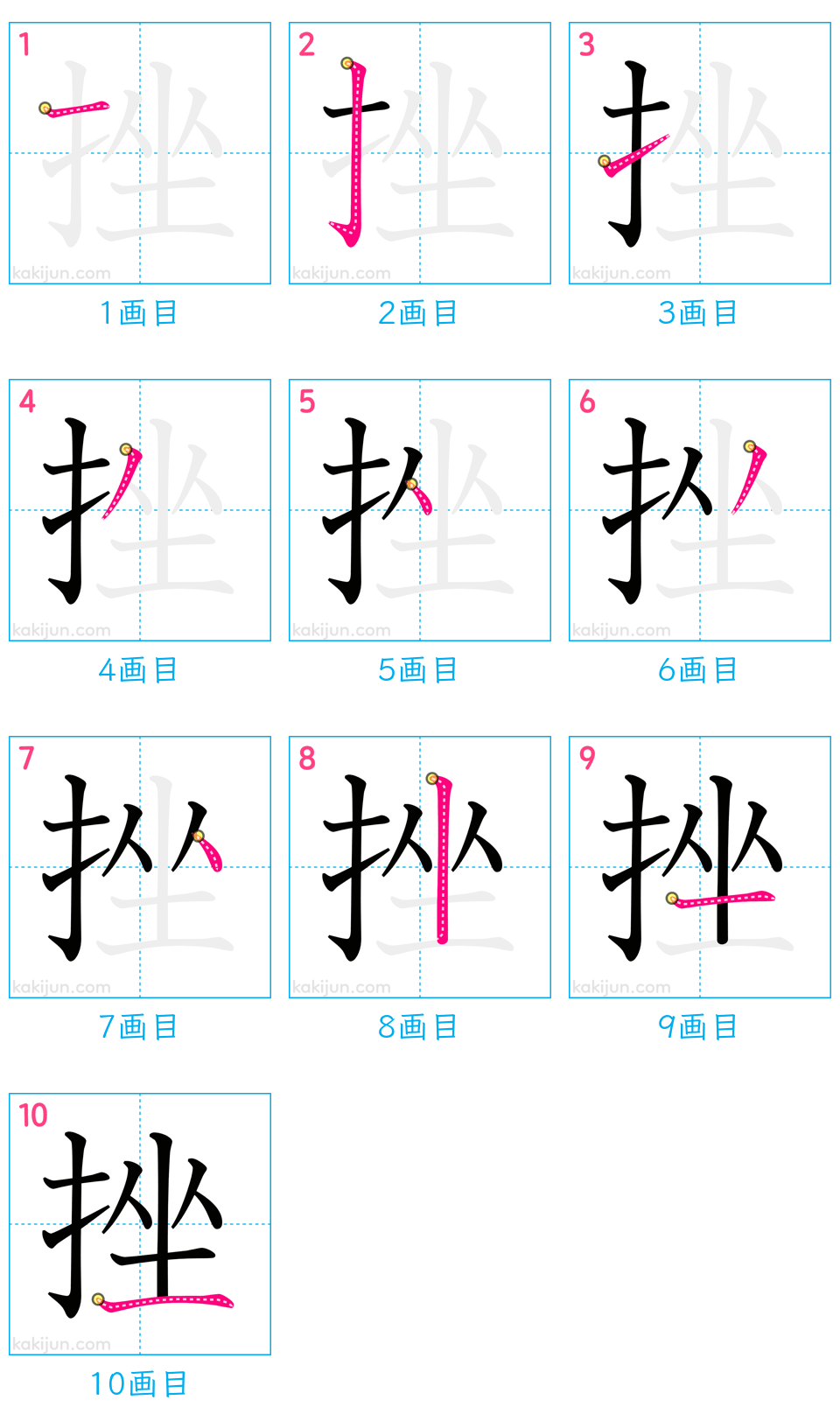 「挫」の書き順（画数）