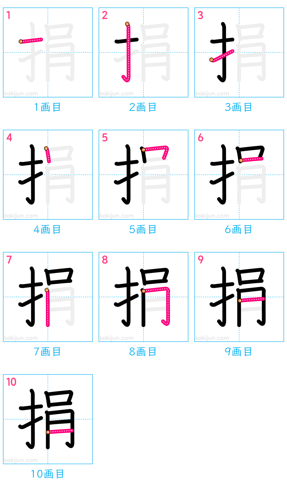 「捐」の書き順（画数）