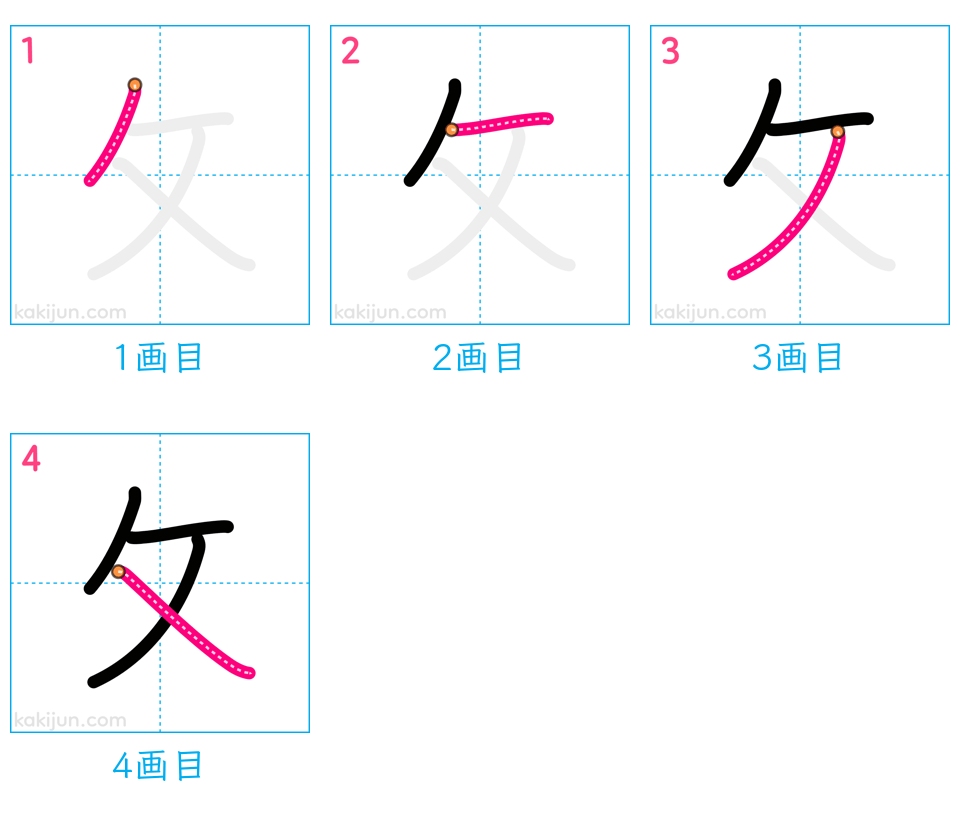 「攵」の書き順（画数）