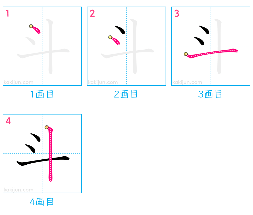 「斗」の書き順（画数）