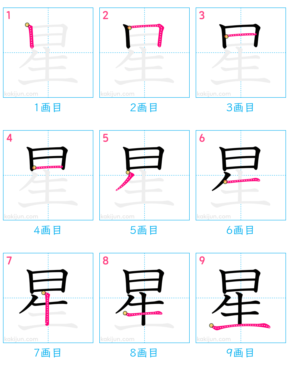 「星」の書き順（画数）