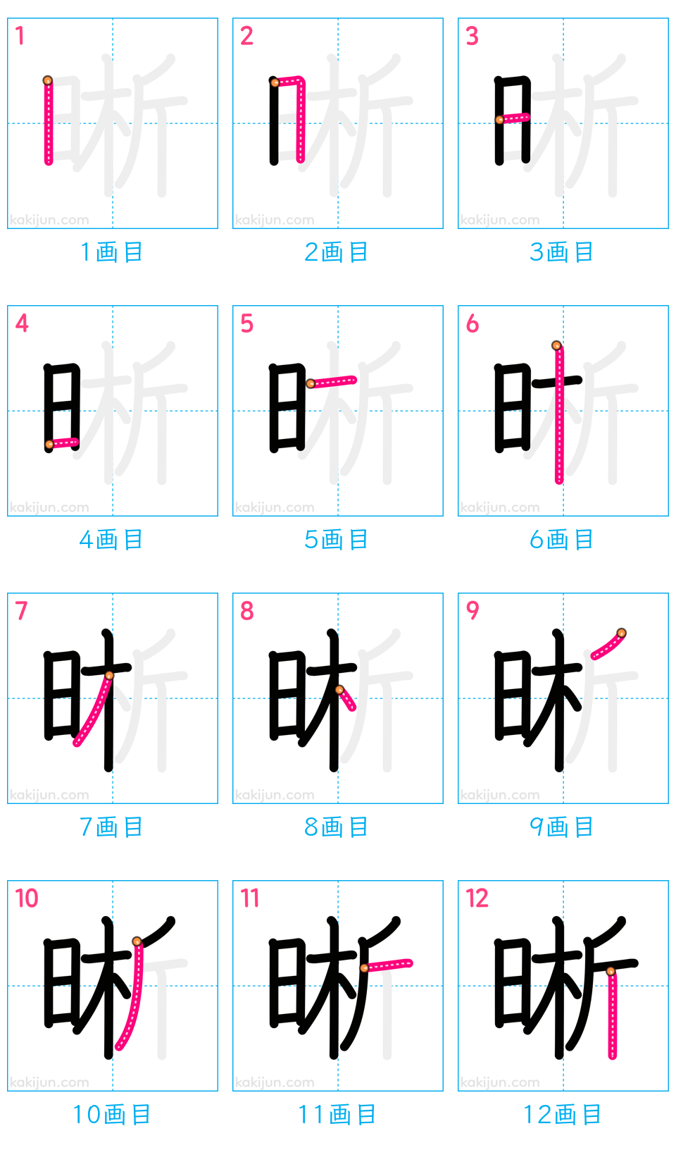 「晰」の書き順（画数）