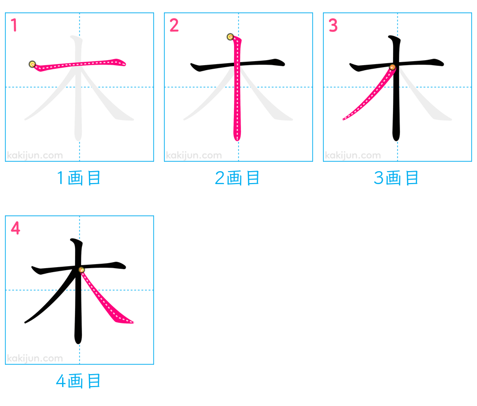 「木」の書き順（画数）