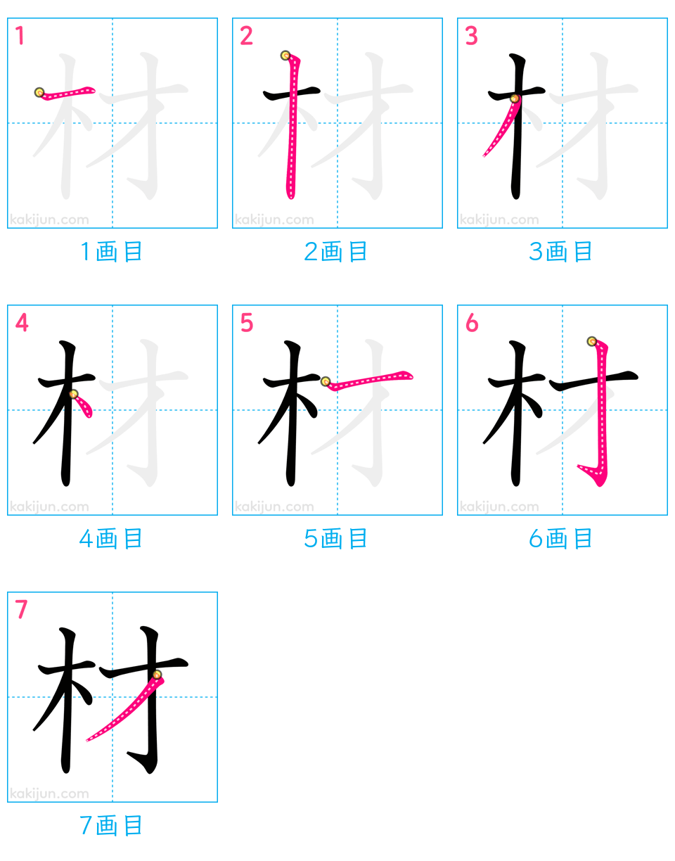 「材」の書き順（画数）