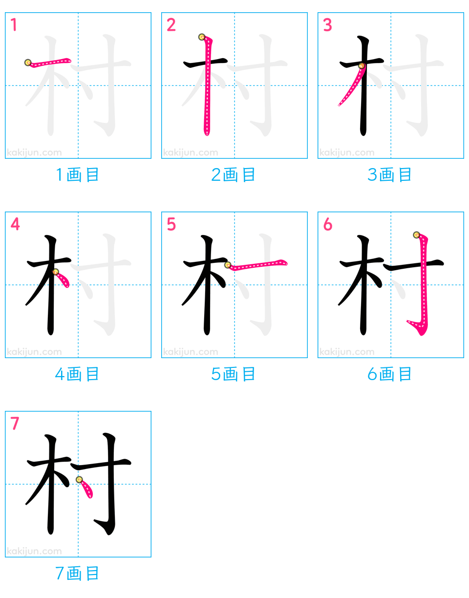 「村」の書き順（画数）