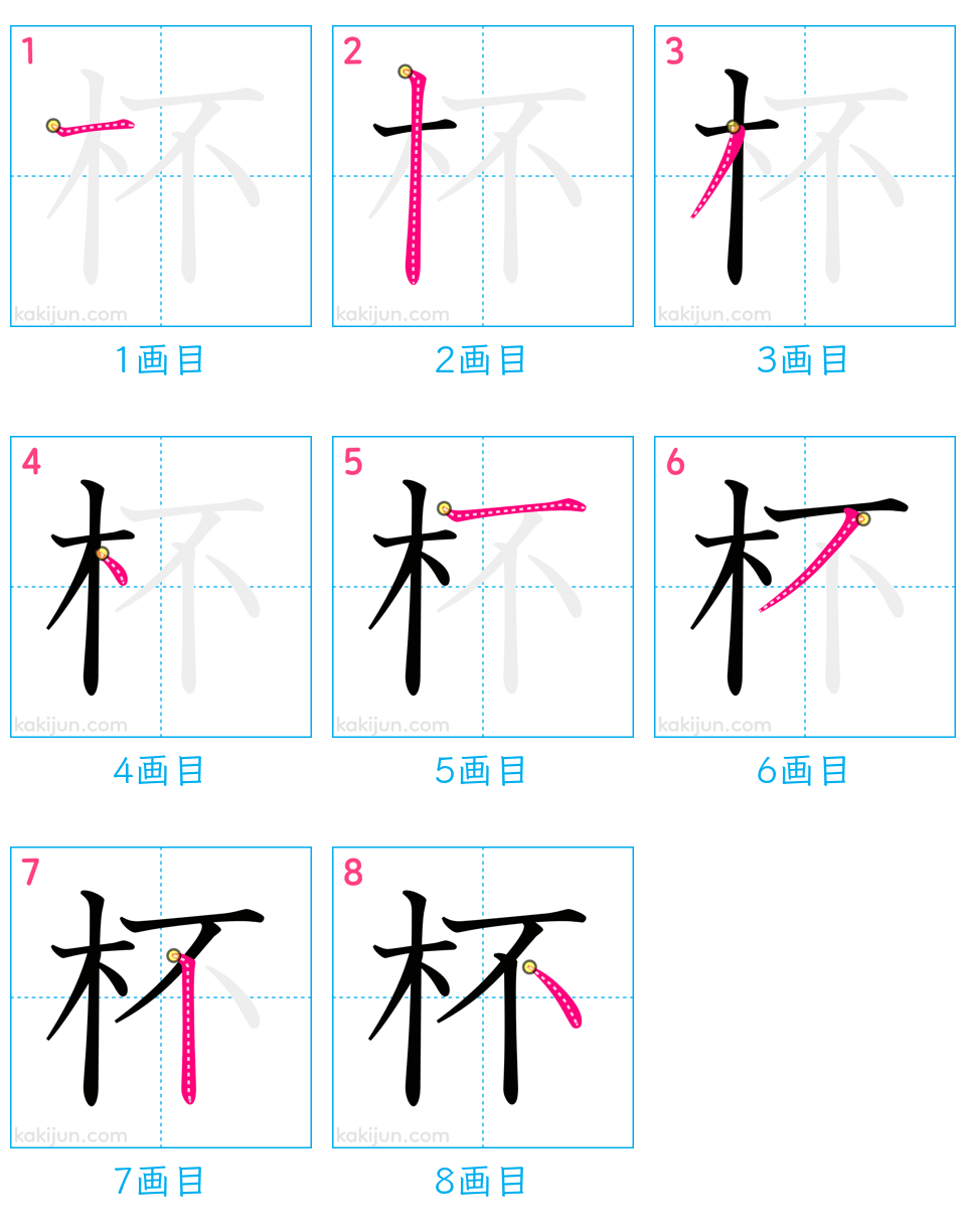 「杯」の書き順（画数）