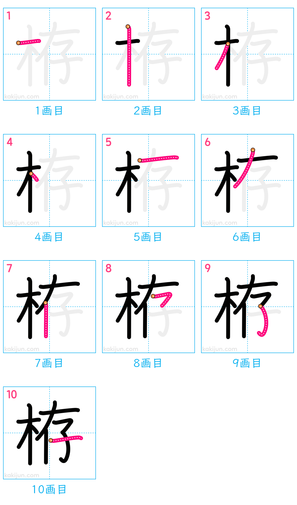 「栫」の書き順（画数）