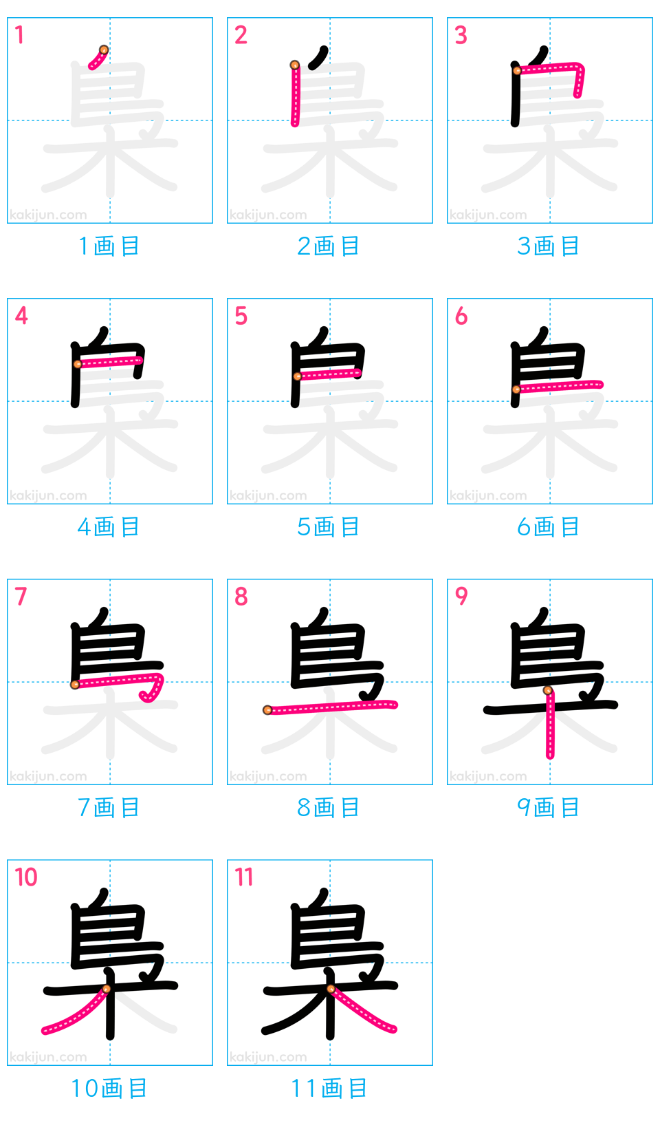 「梟」の書き順（画数）