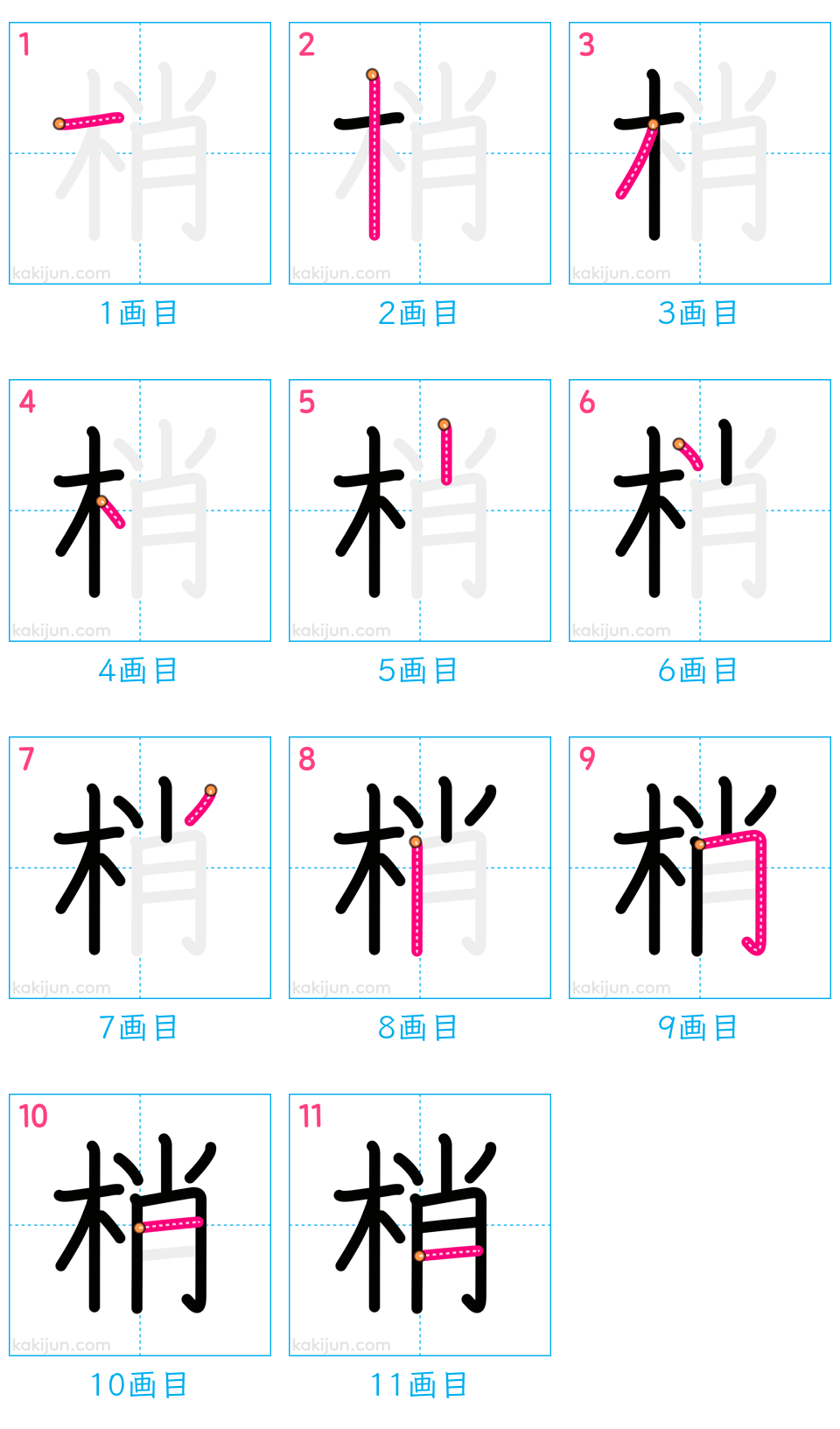 「梢」の書き順（画数）