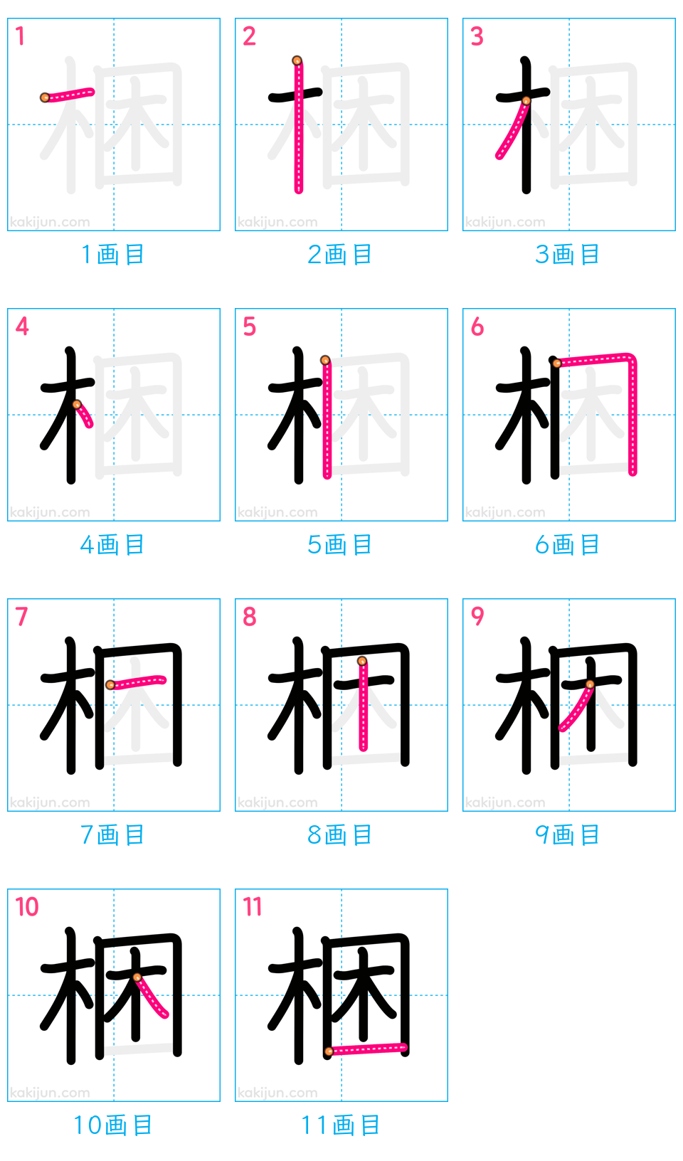 「梱」の書き順（画数）