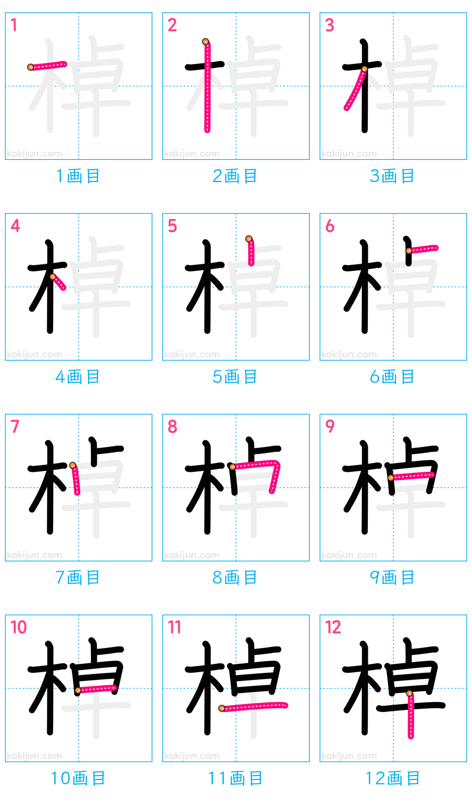 「棹」の書き順（画数）