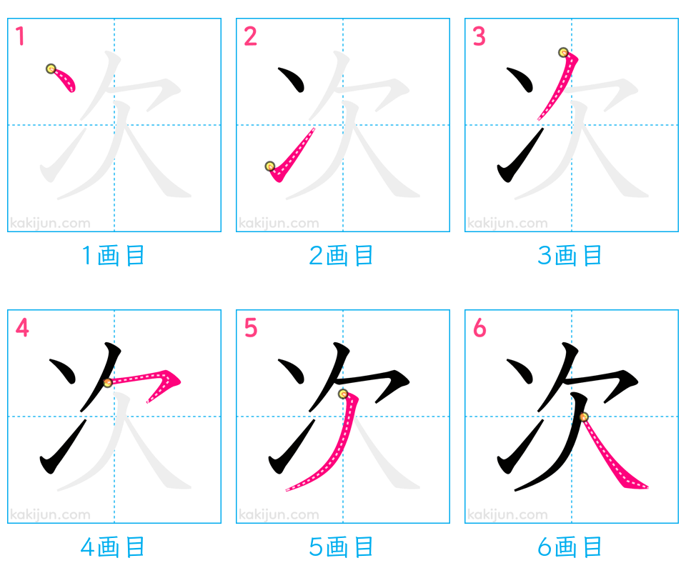 「次」の書き順（画数）