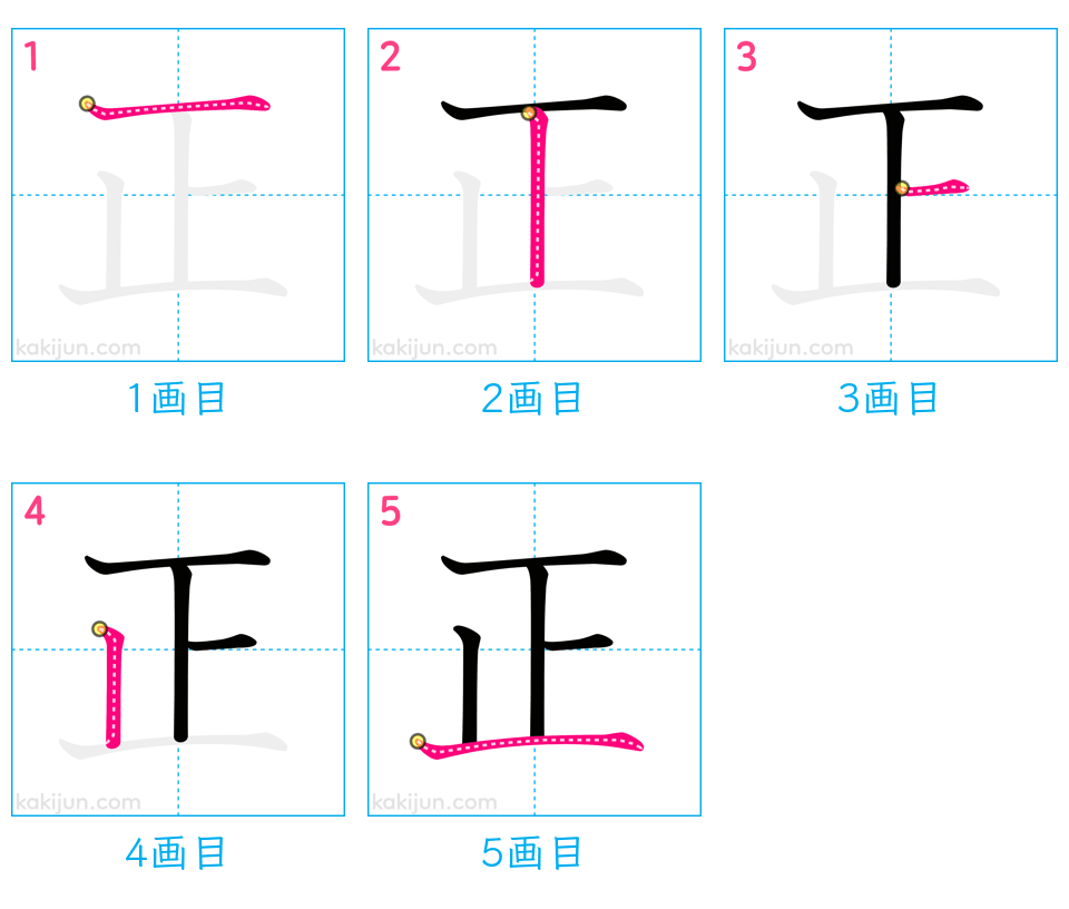 「正」の書き順（画数）