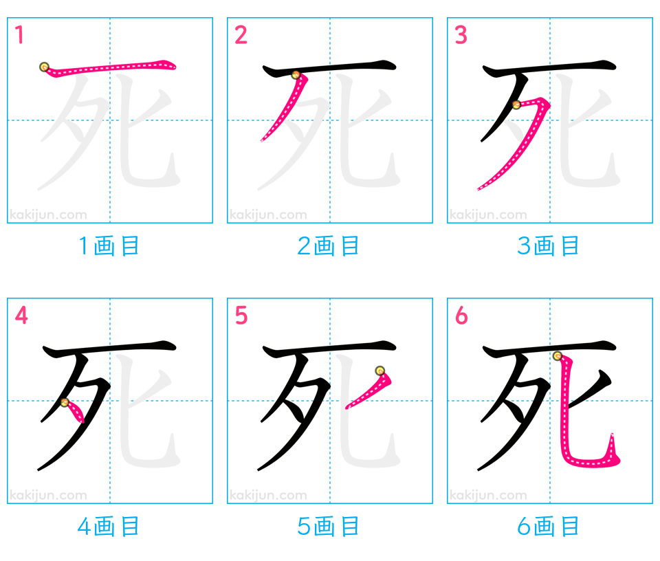 「死」の書き順（画数）