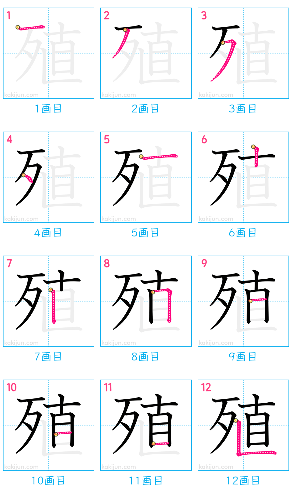 「殖」の書き順（画数）