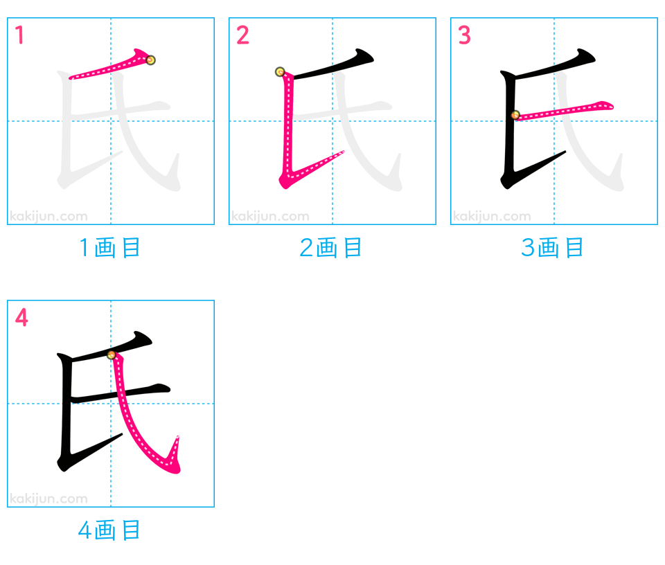 「氏」の書き順（画数）