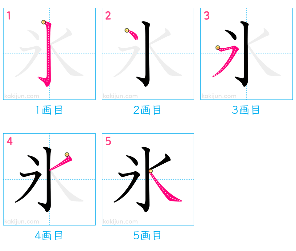 「氷」の書き順（画数）