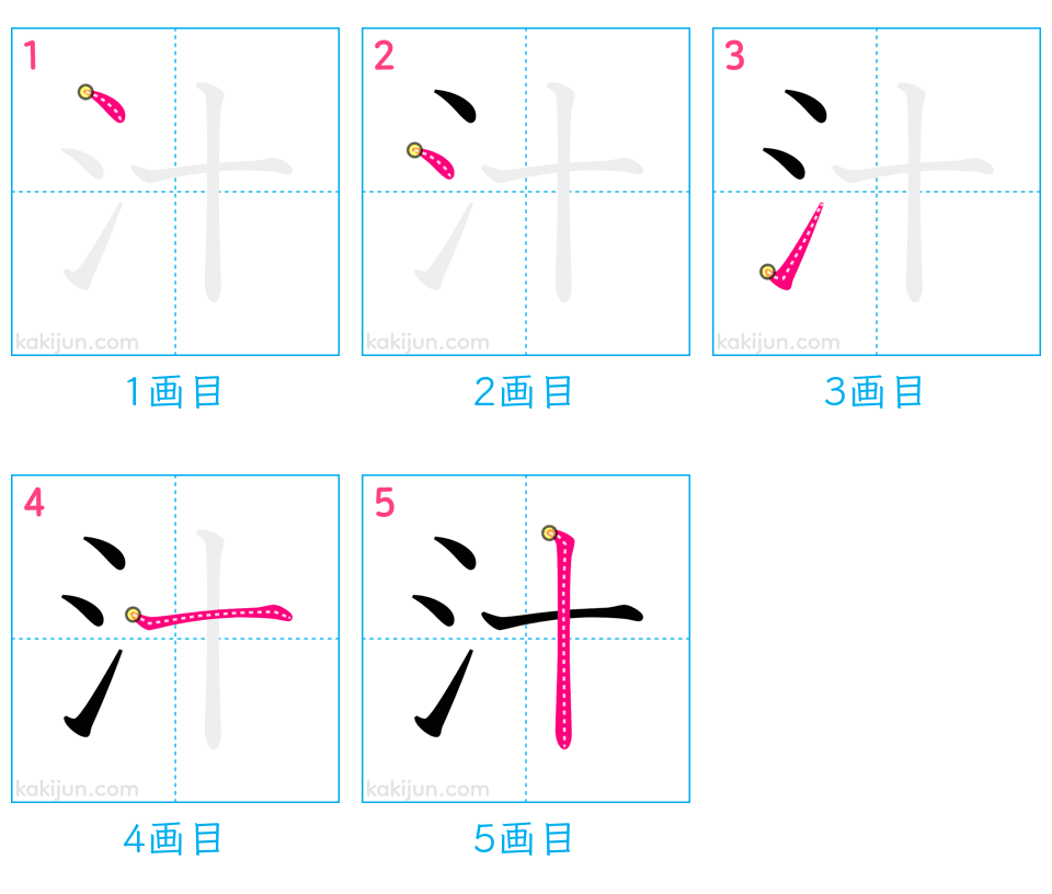 「汁」の書き順（画数）