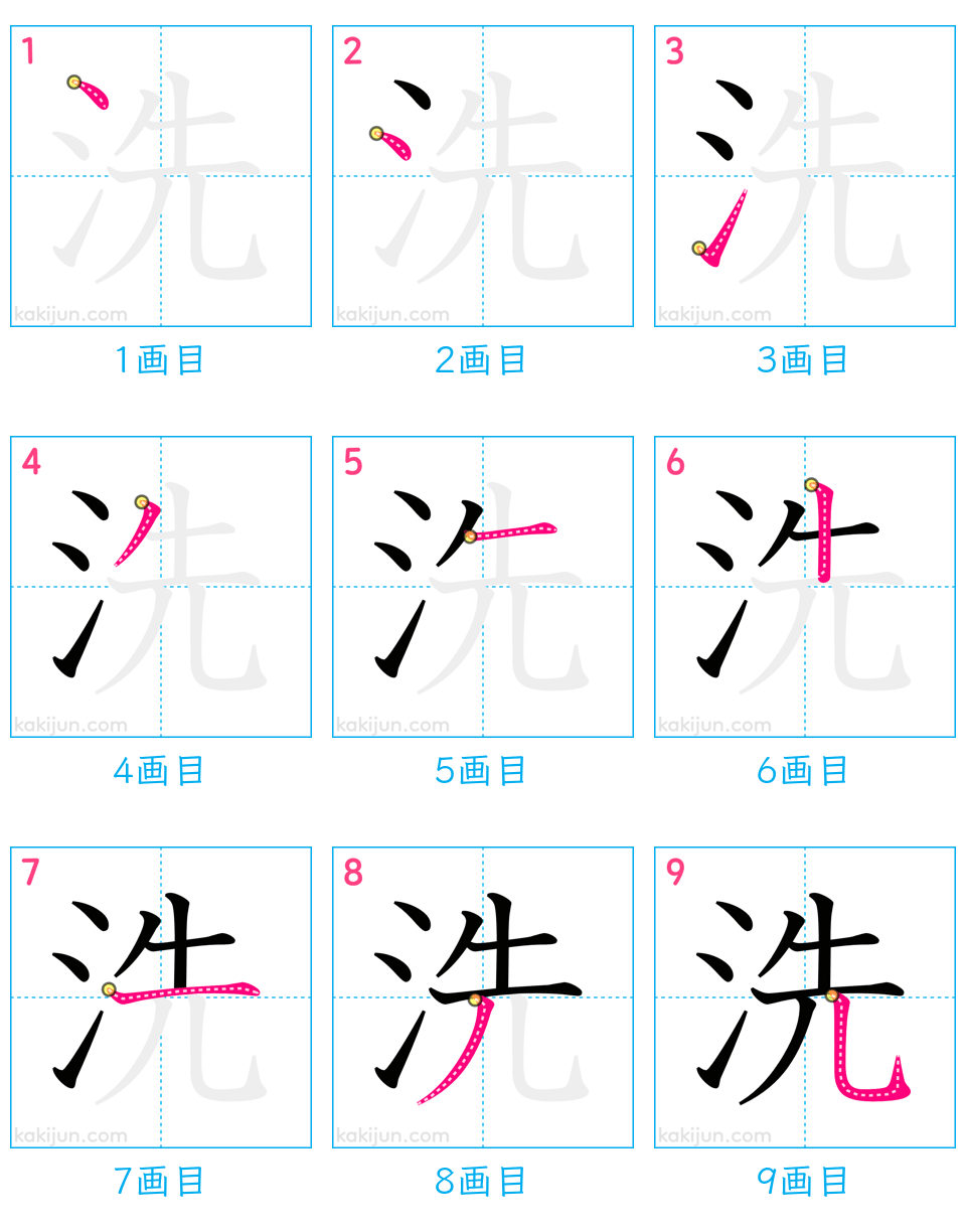 「洗」の書き順（画数）