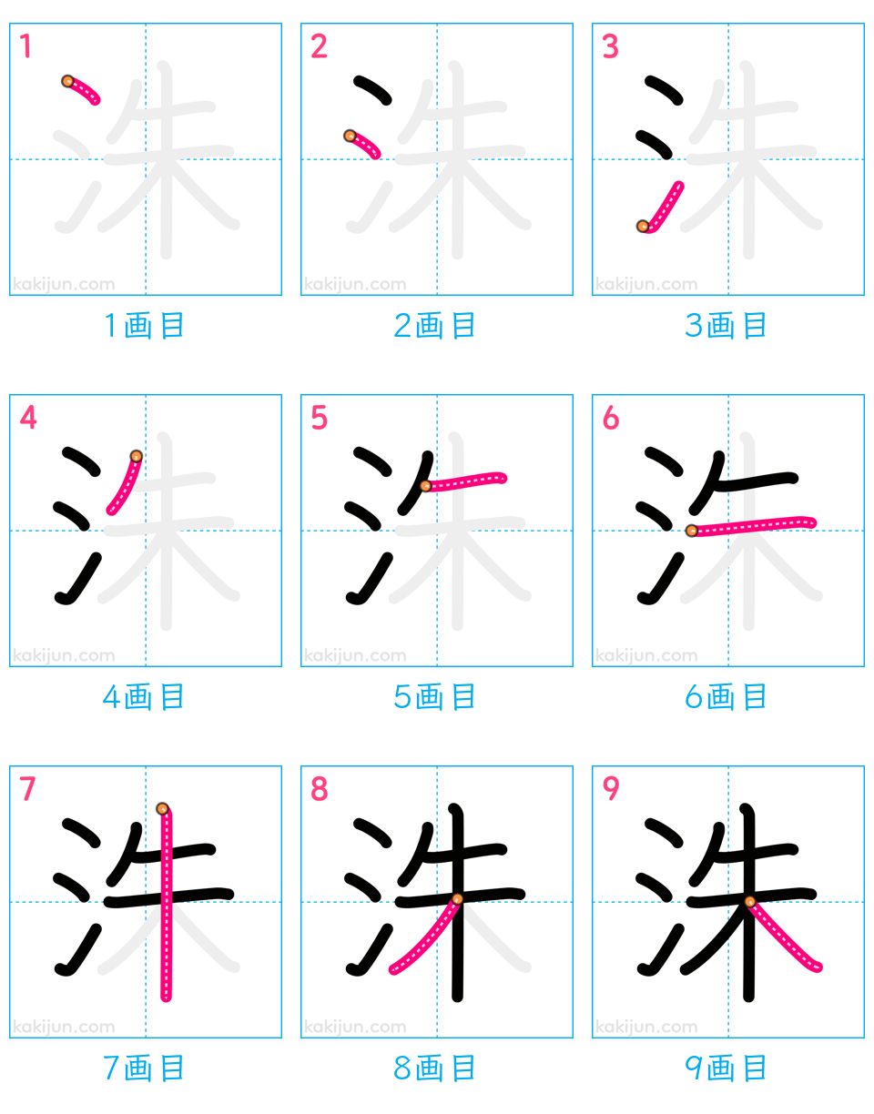 「洙」の書き順（画数）