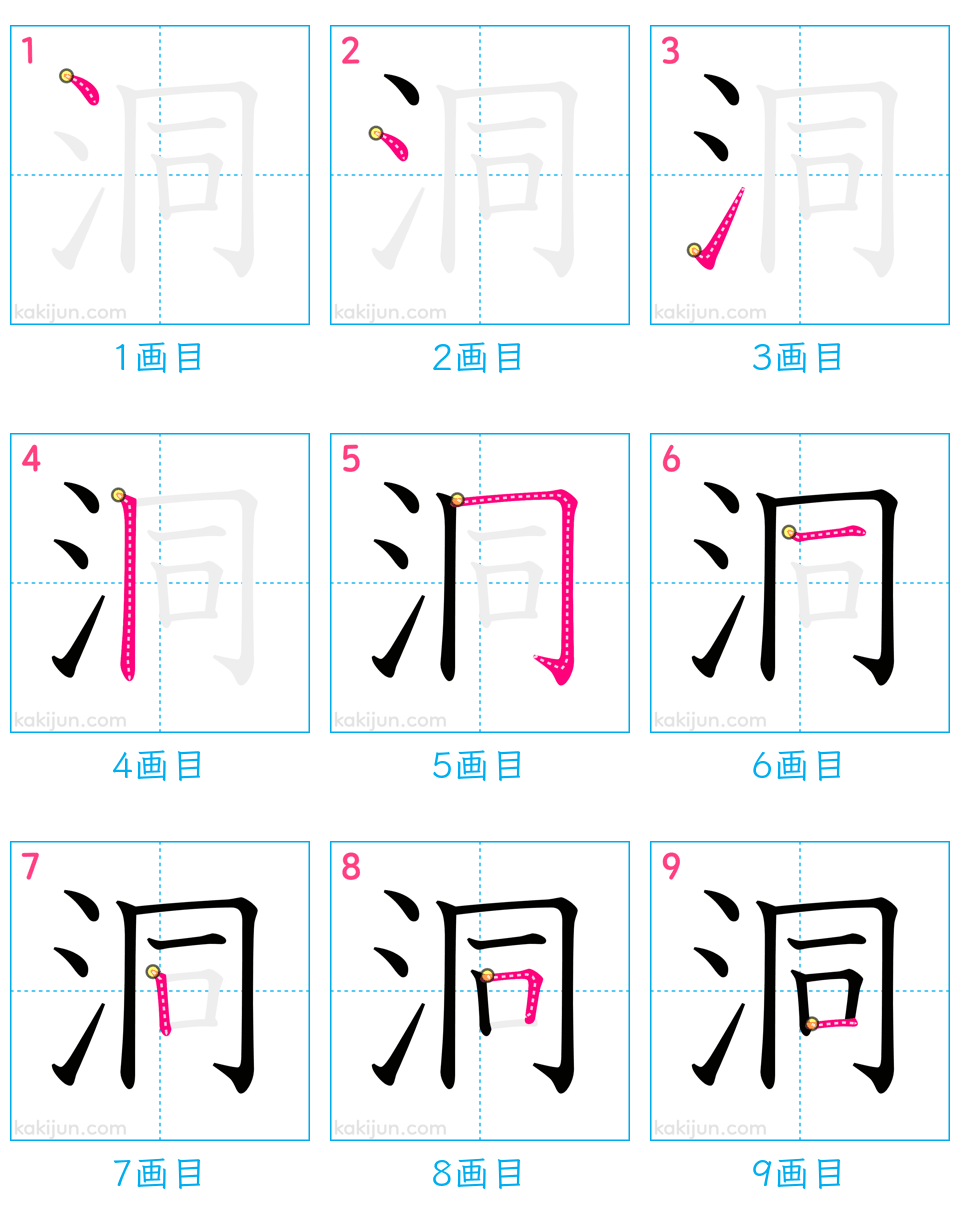 「洞」の書き順（画数）