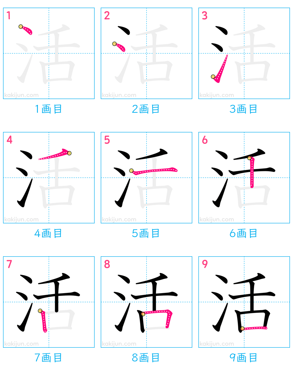 「活」の書き順（画数）