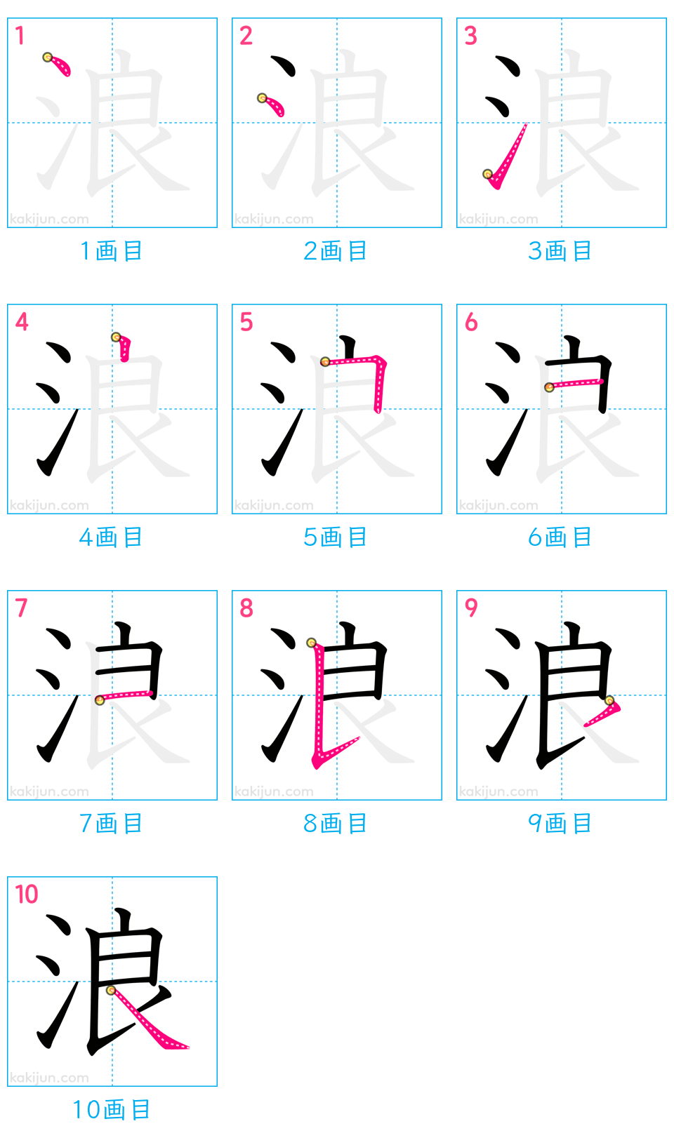 「浪」の書き順（画数）