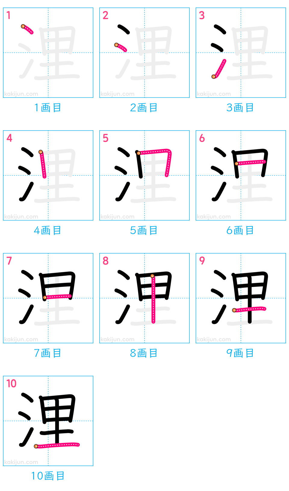 「浬」の書き順（画数）