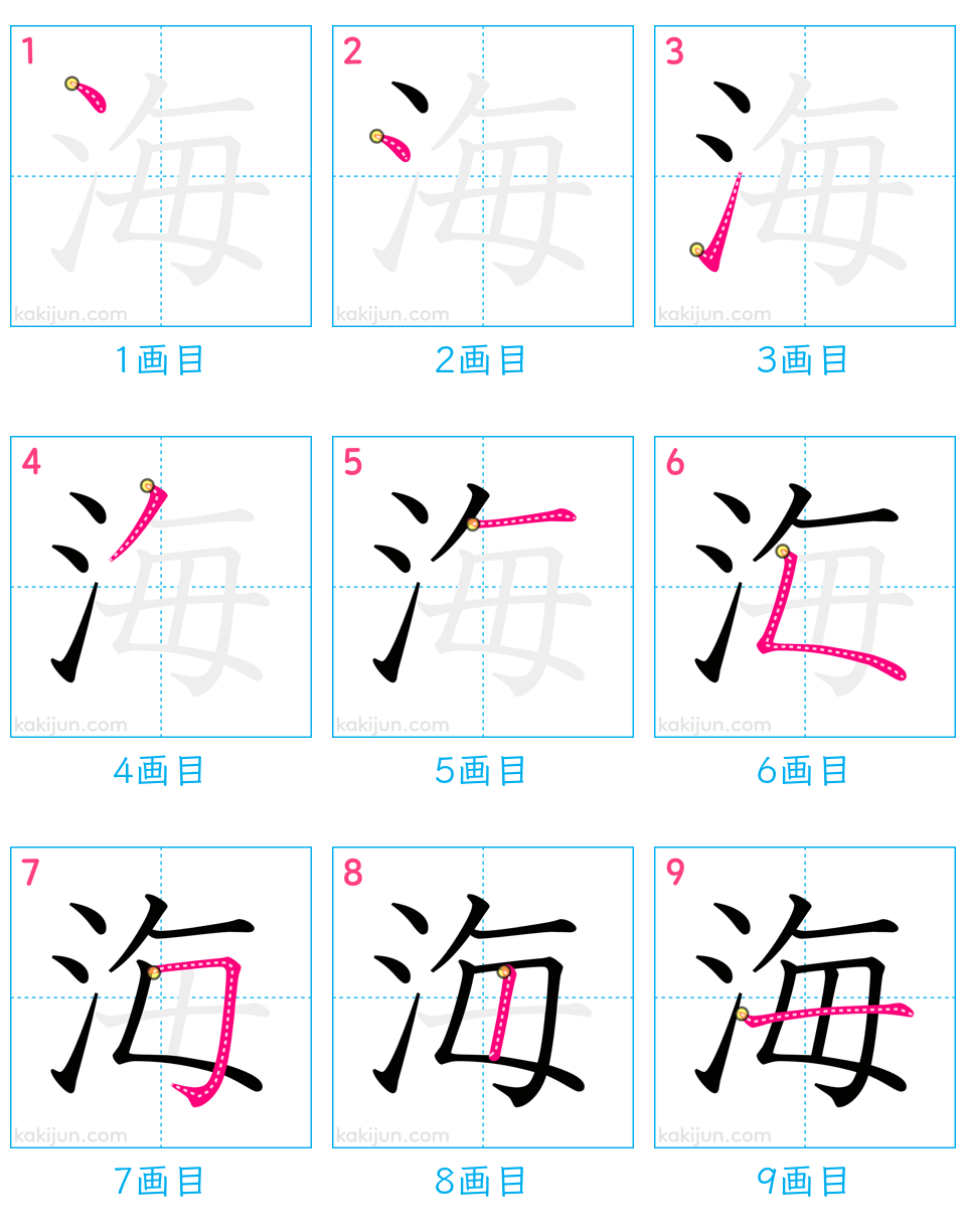 「海」の書き順（画数）