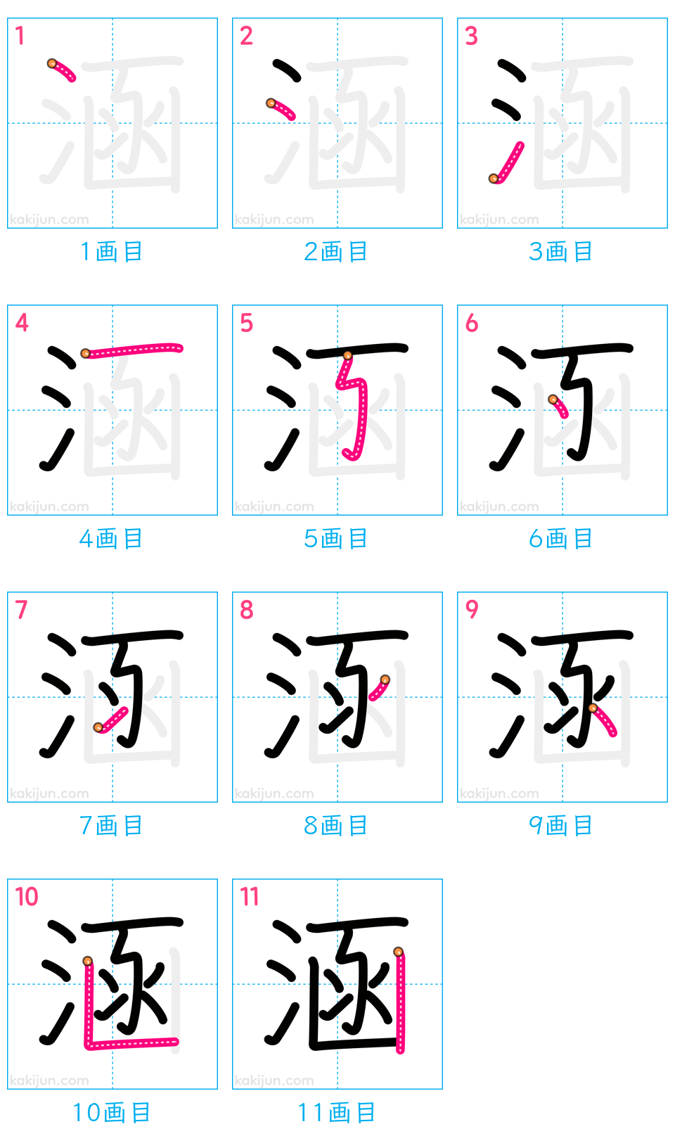 「涵」の書き順（画数）