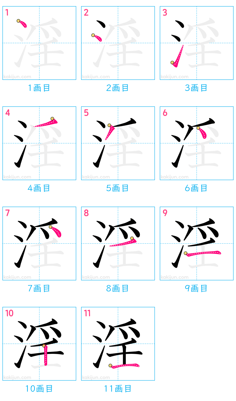 「淫」の書き順（画数）