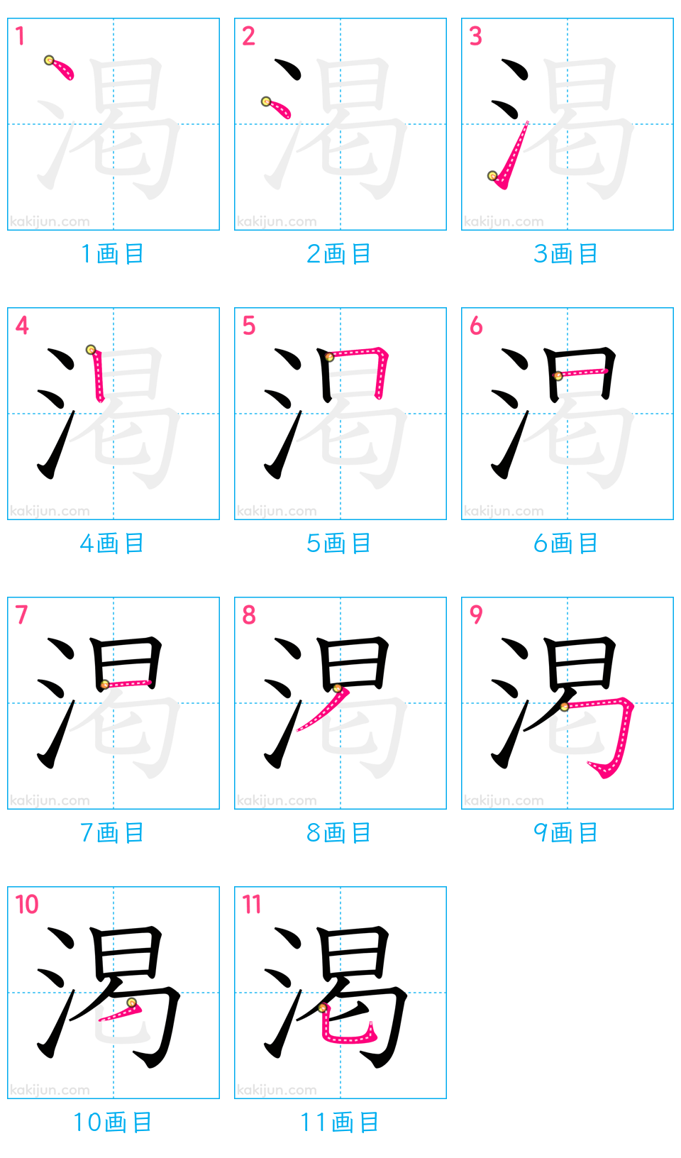 「渇」の書き順（画数）