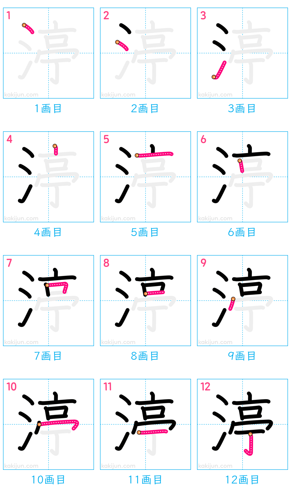 「渟」の書き順（画数）