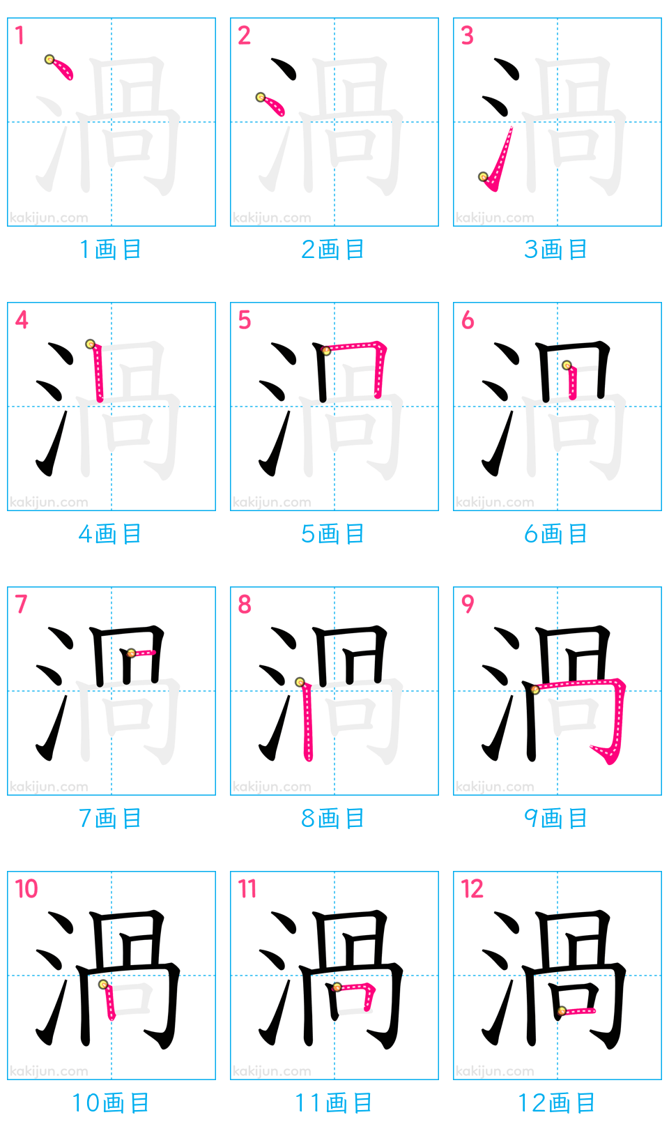 「渦」の書き順（画数）